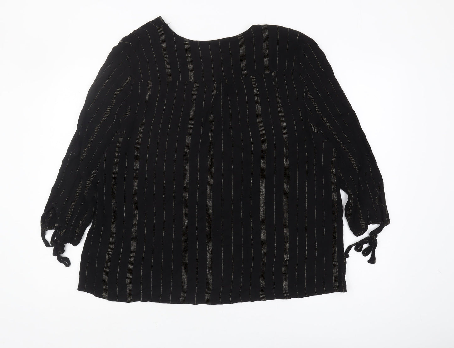 John Lewis Women's Black 3/4 Sleeve V-Neck Blouse