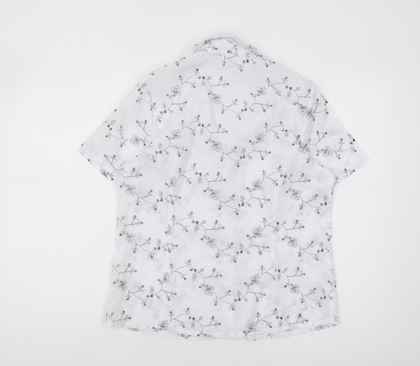 Damart Women's White Floral Button-Up Shirt Size 12