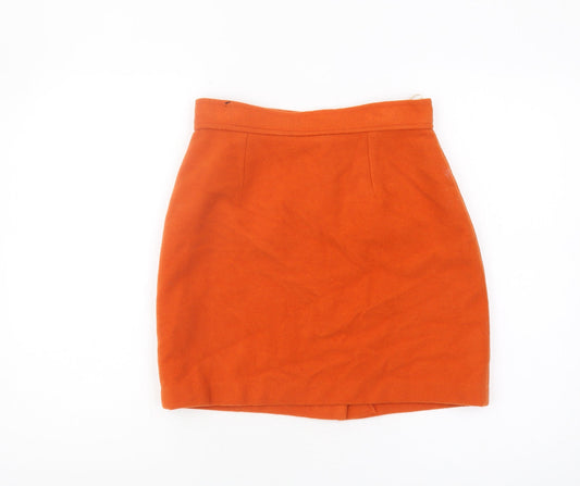 Simply Classic Women's Orange Wool Pencil Skirt 12