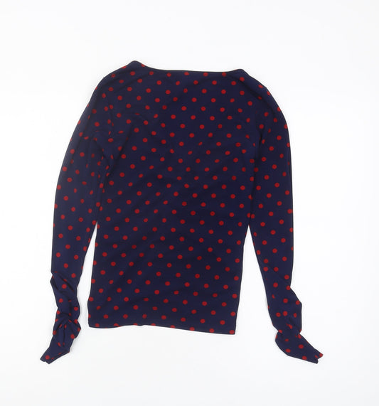 Stradivarius Women's Blue Polka Dot Long Sleeve Top S