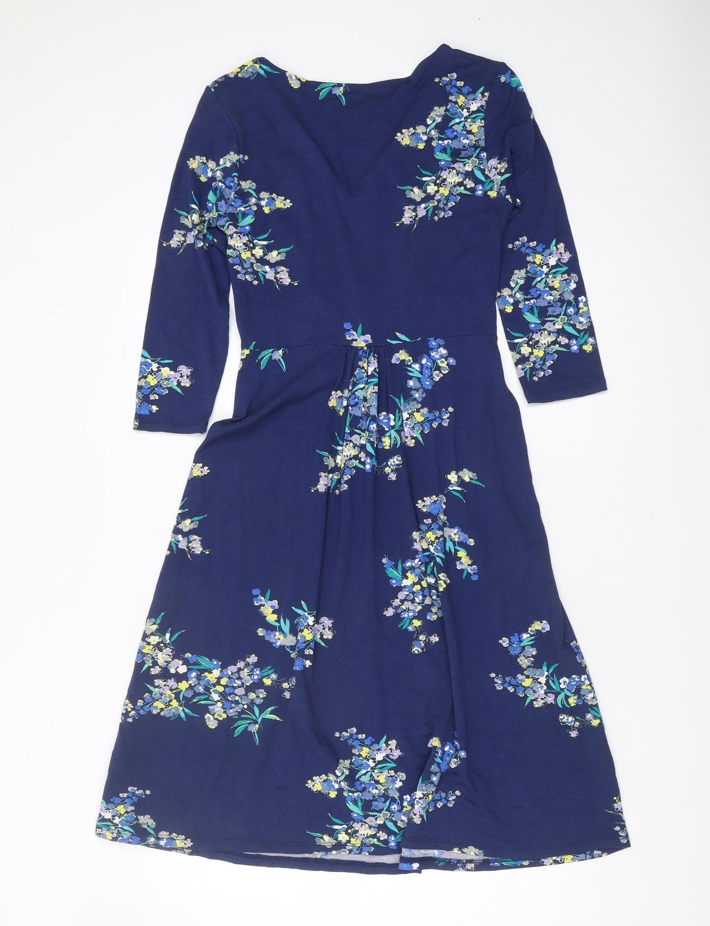 Monsoon Women's Blue Floral V-Neck Jersey Dress 10