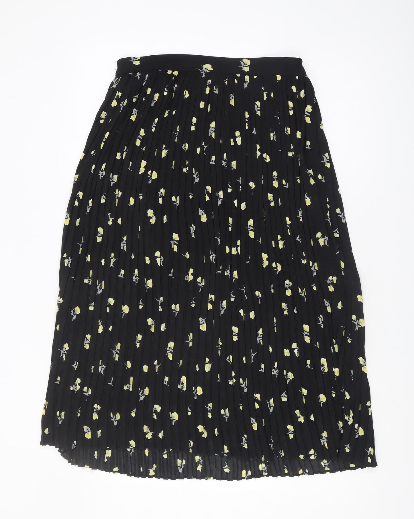 Boohoo Night Women's Black Pleated Floral Midi Skirt Size 12