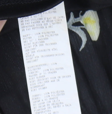 Boohoo Night Women's Black Pleated Floral Midi Skirt Size 12