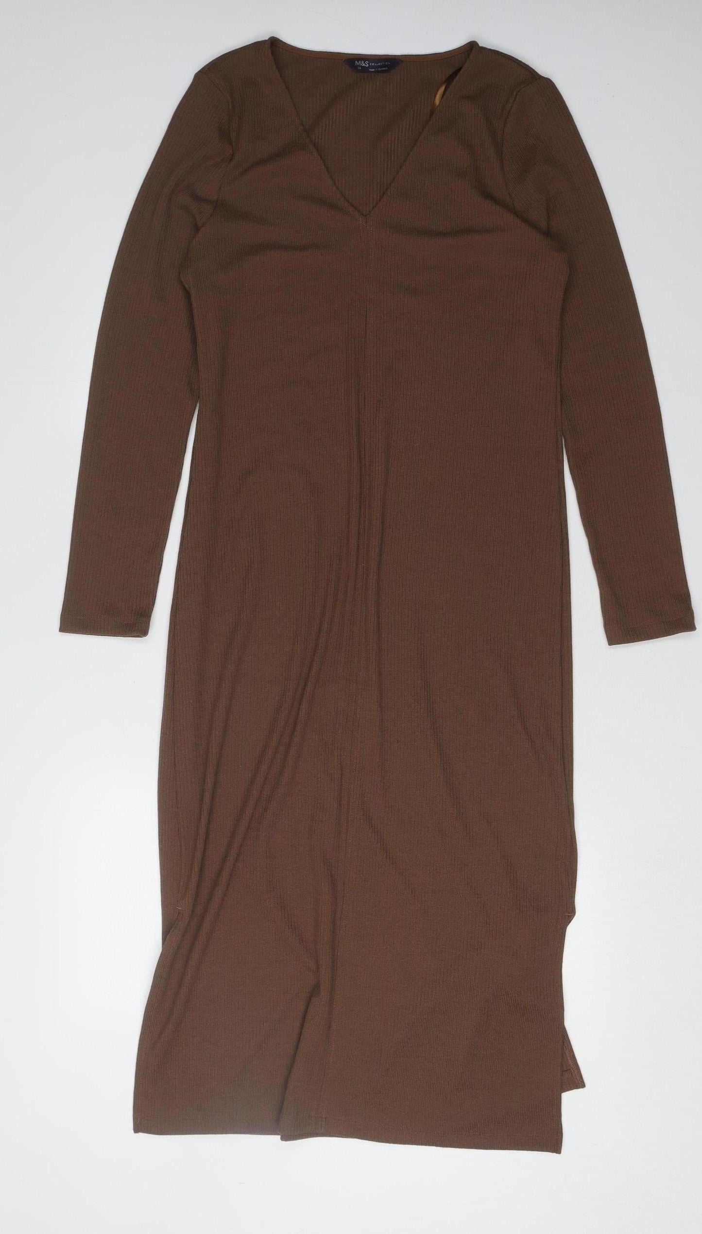 Marks and Spencer Women's Brown Midi Dress Size 10