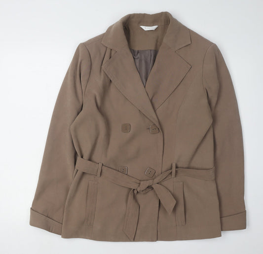Classics Women's Brown Mid-Length Twill Jacket Size 12