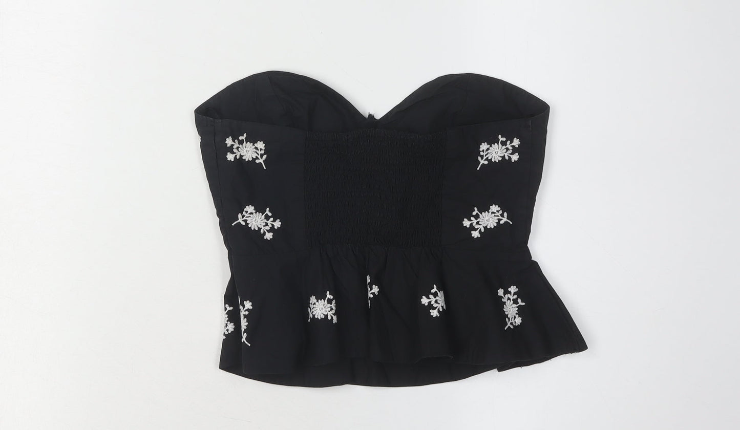 Zara Women's Black Embroidered Camisole Top 2XS