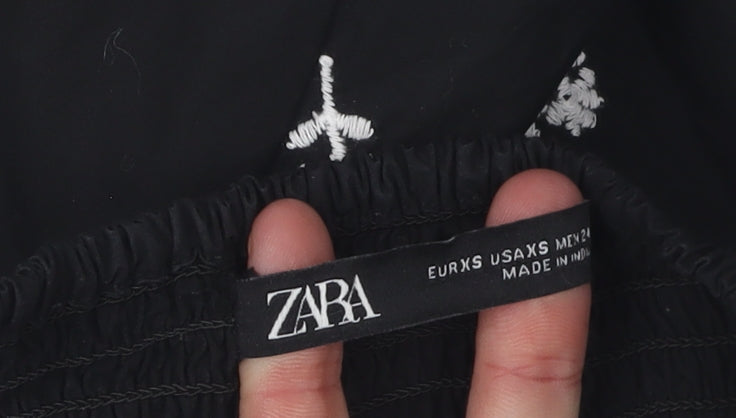 Zara Women's Black Embroidered Camisole Top 2XS