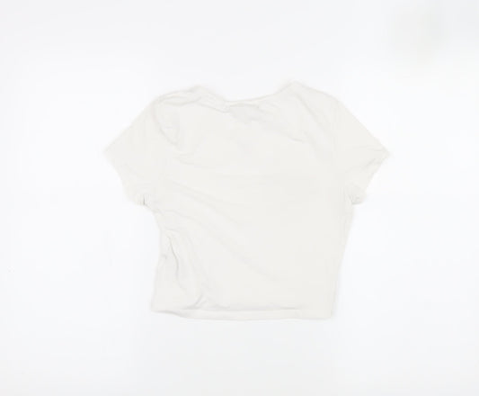 Monki Women's White Cotton T-Shirt, Size S, Basic Style
