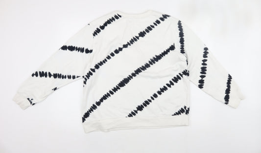 Marks & Spencer Women's White Tie-Dye Pullover Sweatshirt L