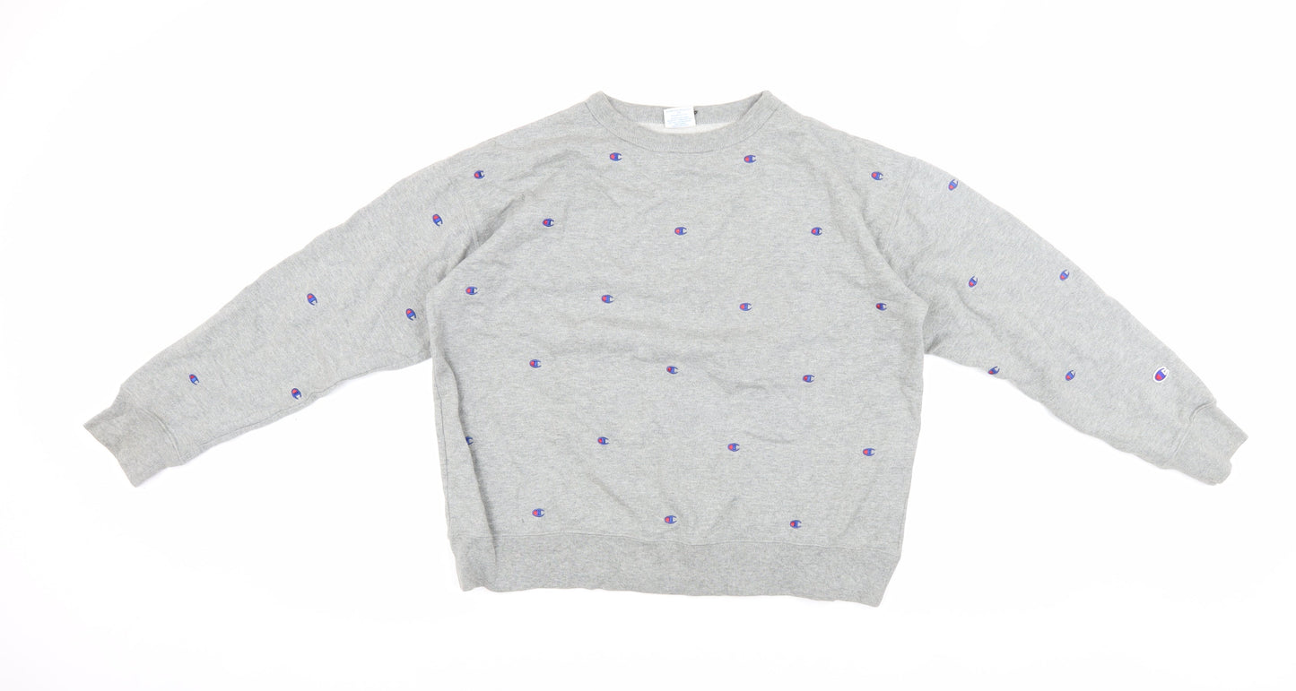 Champion Women's Grey Medium Sweatshirt with Logo Accents