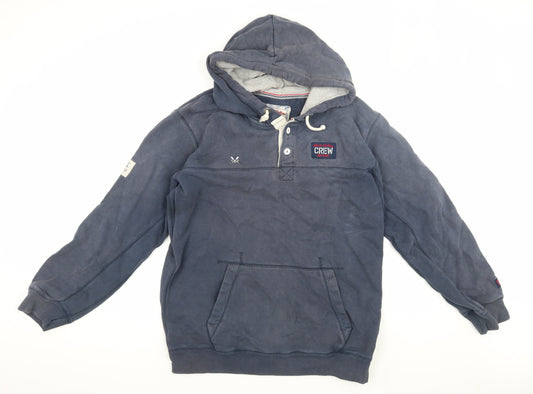 Crew Clothing Men's Blue Henley Hoodie, Size M