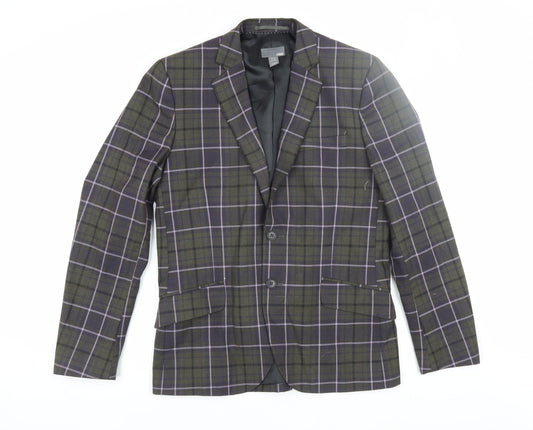 H&M Men's Multicoloured Check Blazer, Size 38