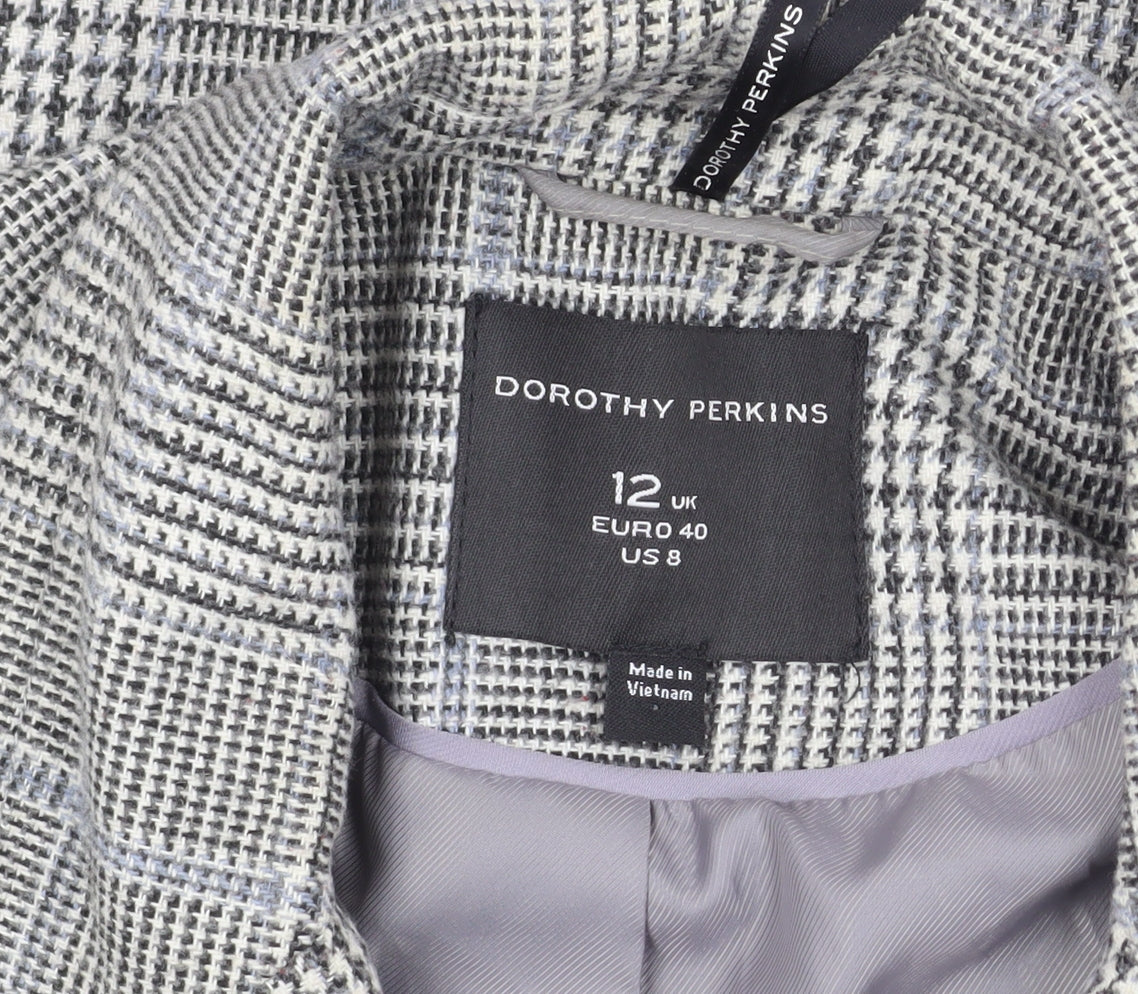 Dorothy Perkins Women's Grey Check Trench Coat Size 12