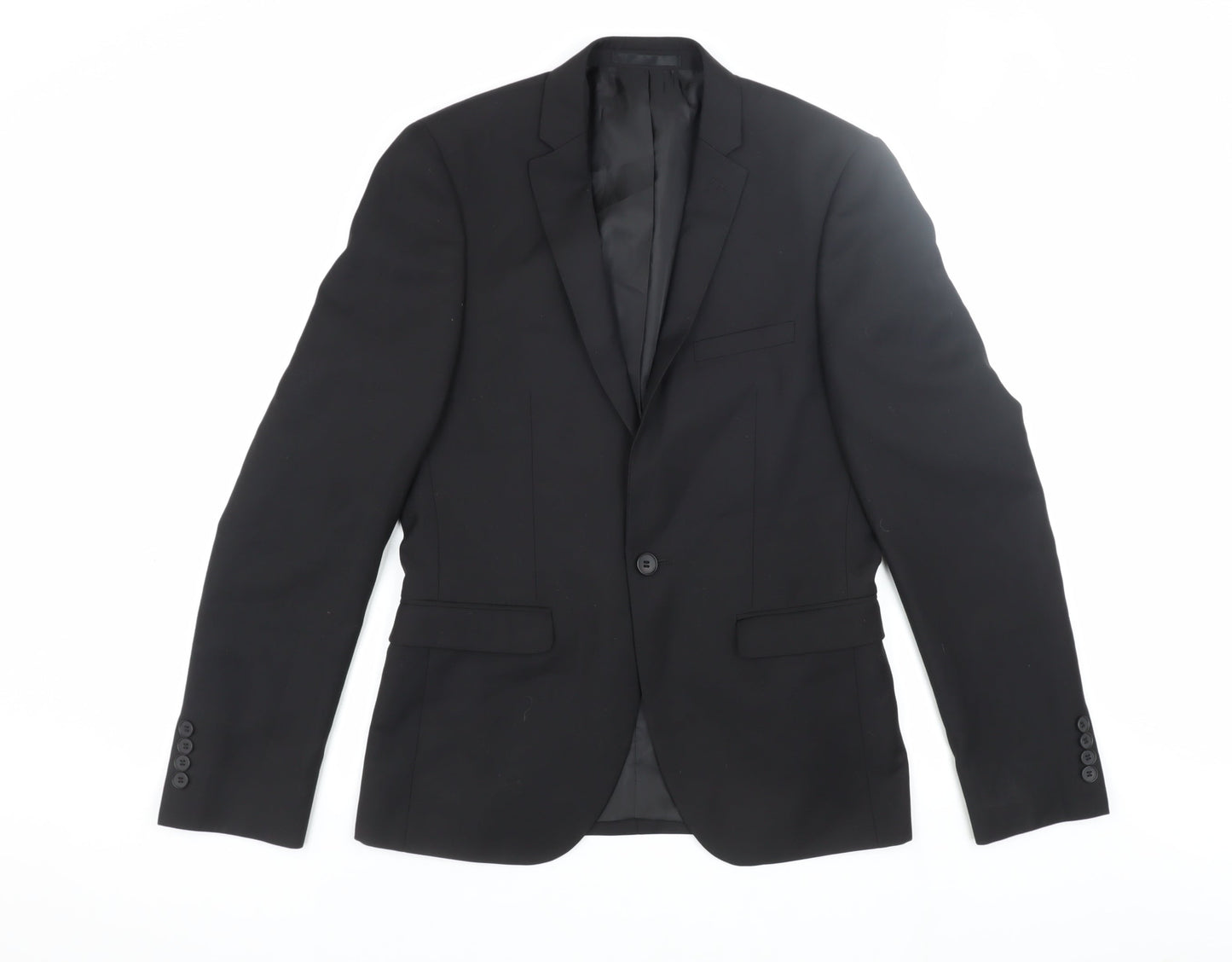 Burton Menswear Black Slim Fit Men's Blazer, Size 36R