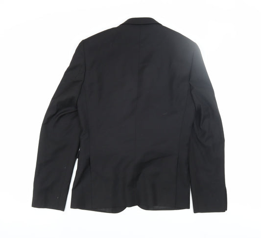 Burton Menswear Black Slim Fit Men's Blazer, Size 36R