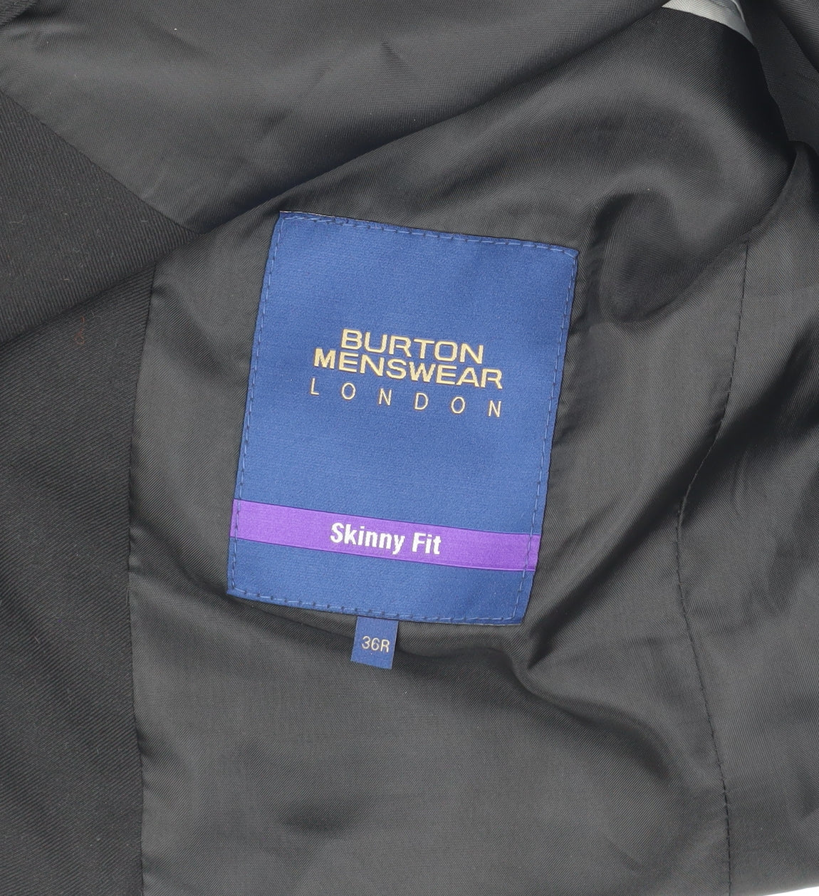 Burton Menswear Black Slim Fit Men's Blazer, Size 36R