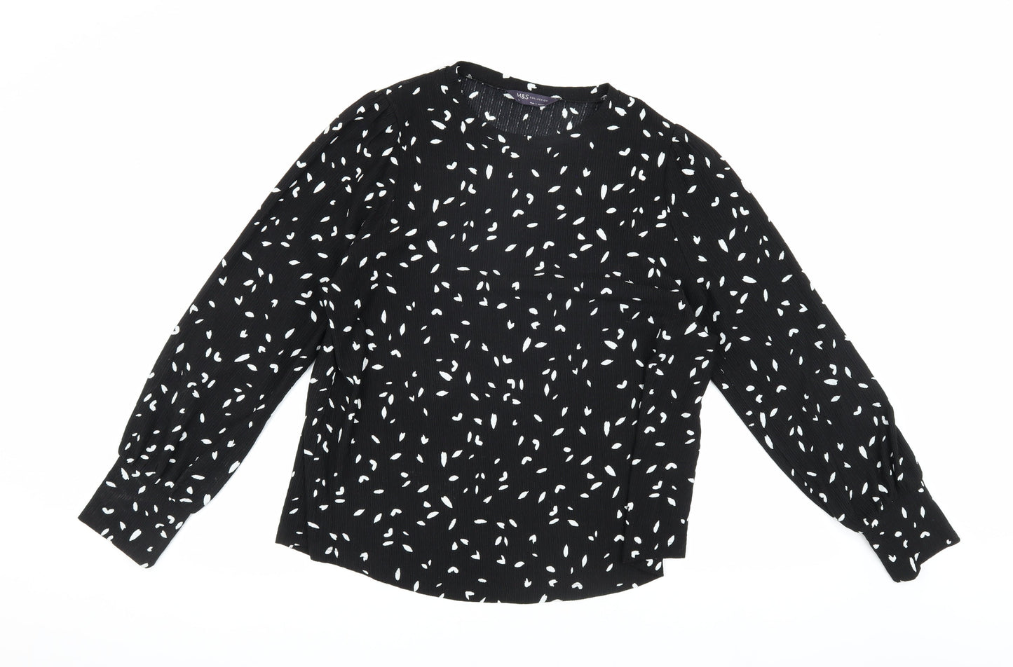 Marks and Spencer Women's Black Geometric Blouse Size 14