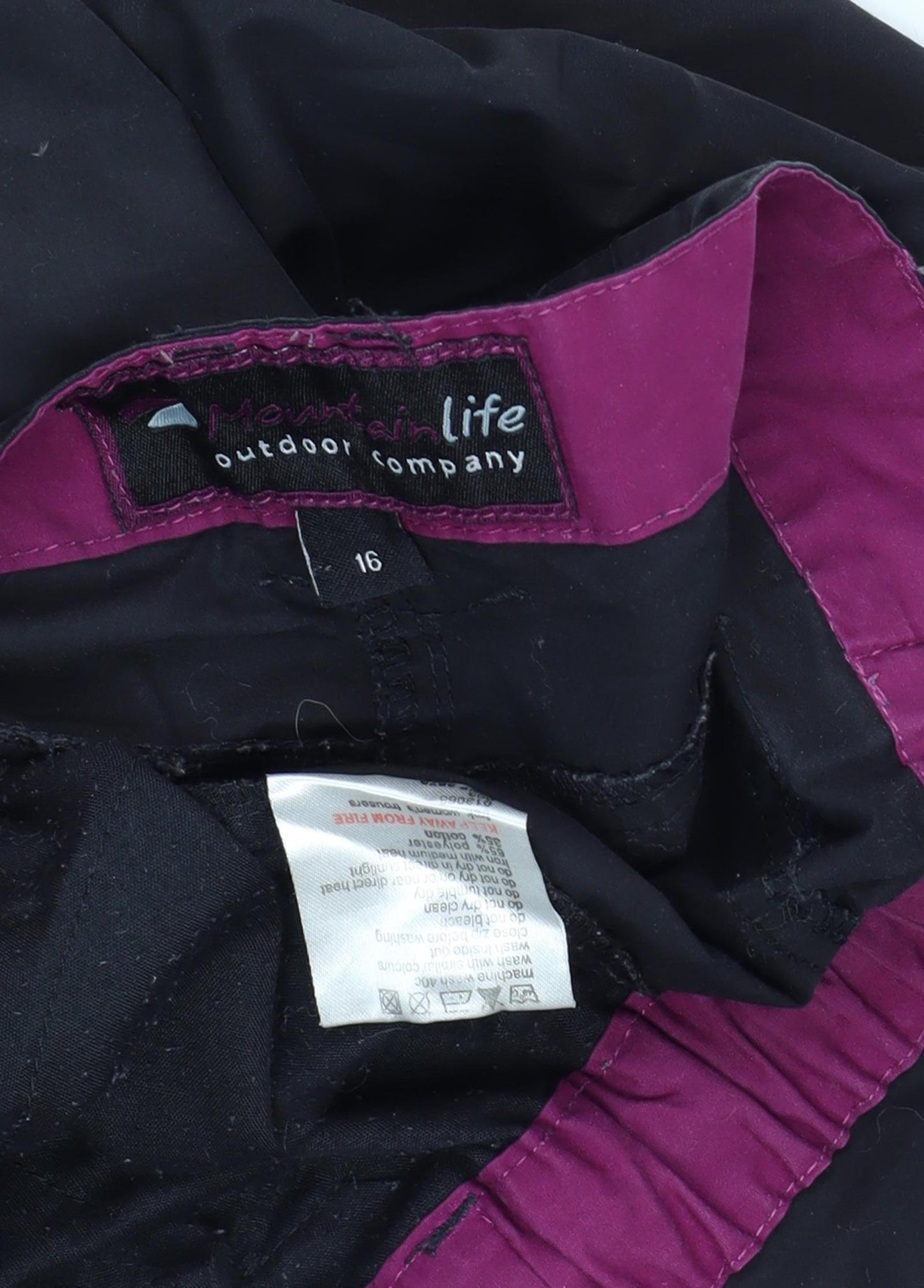 Mountain Life Black Cargo Trousers, Size 16, Unisex Adults