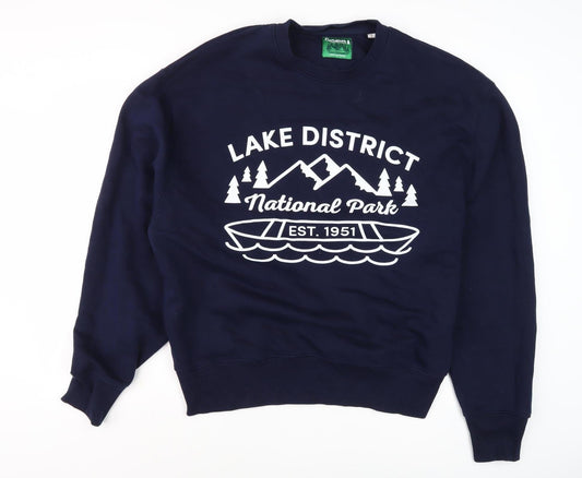 Conquer Men's Blue Graphic Pullover Sweatshirt L