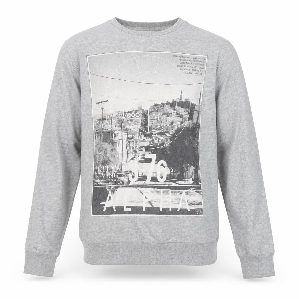 Front view of Red Herring Men's Grey Graphic Sweatshirt M