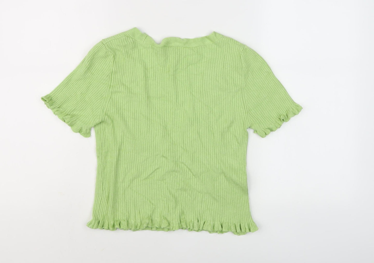 Stradivarius Women’s Green Cardigan, Size 12, Short Sleeve