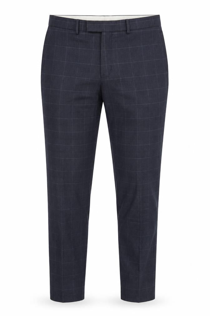 Marks and Spencer Men's Blue Check Trousers, Size 32
