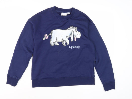 Disney Women’s Blue Eeyore Sweatshirt 2XS Crew Neck