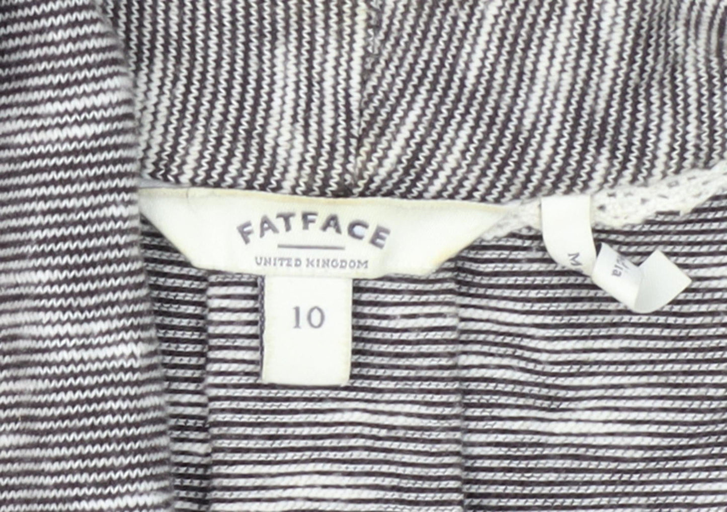 Fatface Women Grey Striped Cardigan - Size 10