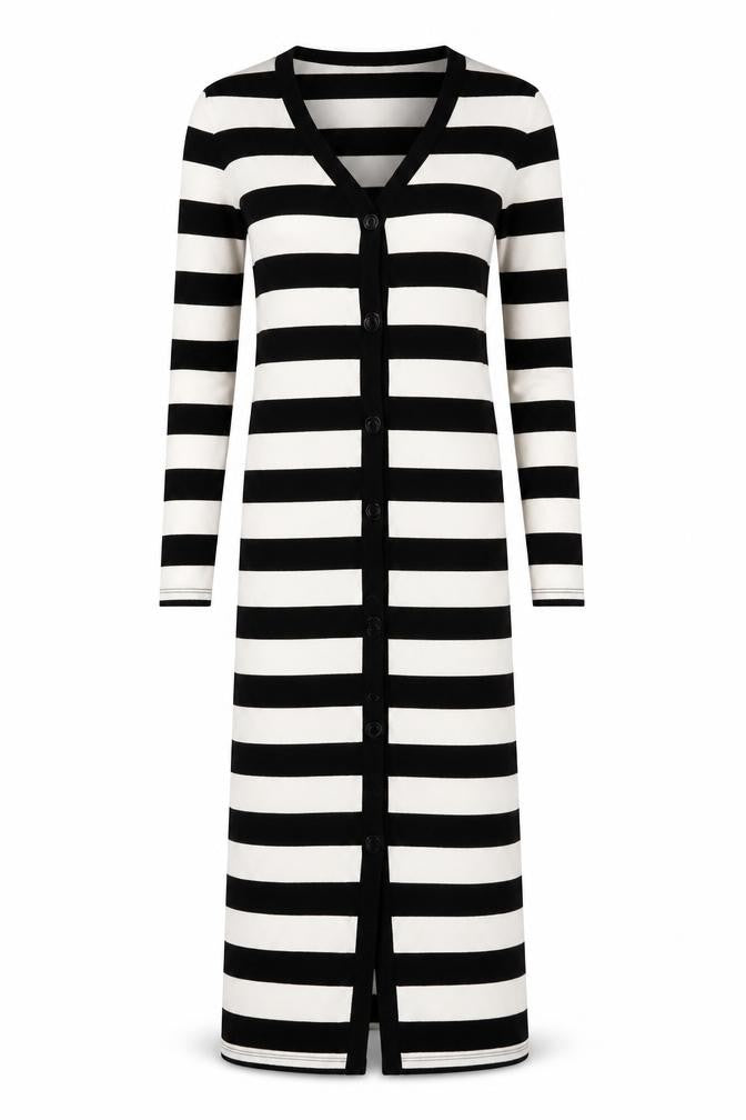 Lipsy Women's Black Striped Cardigan Dress UK 6