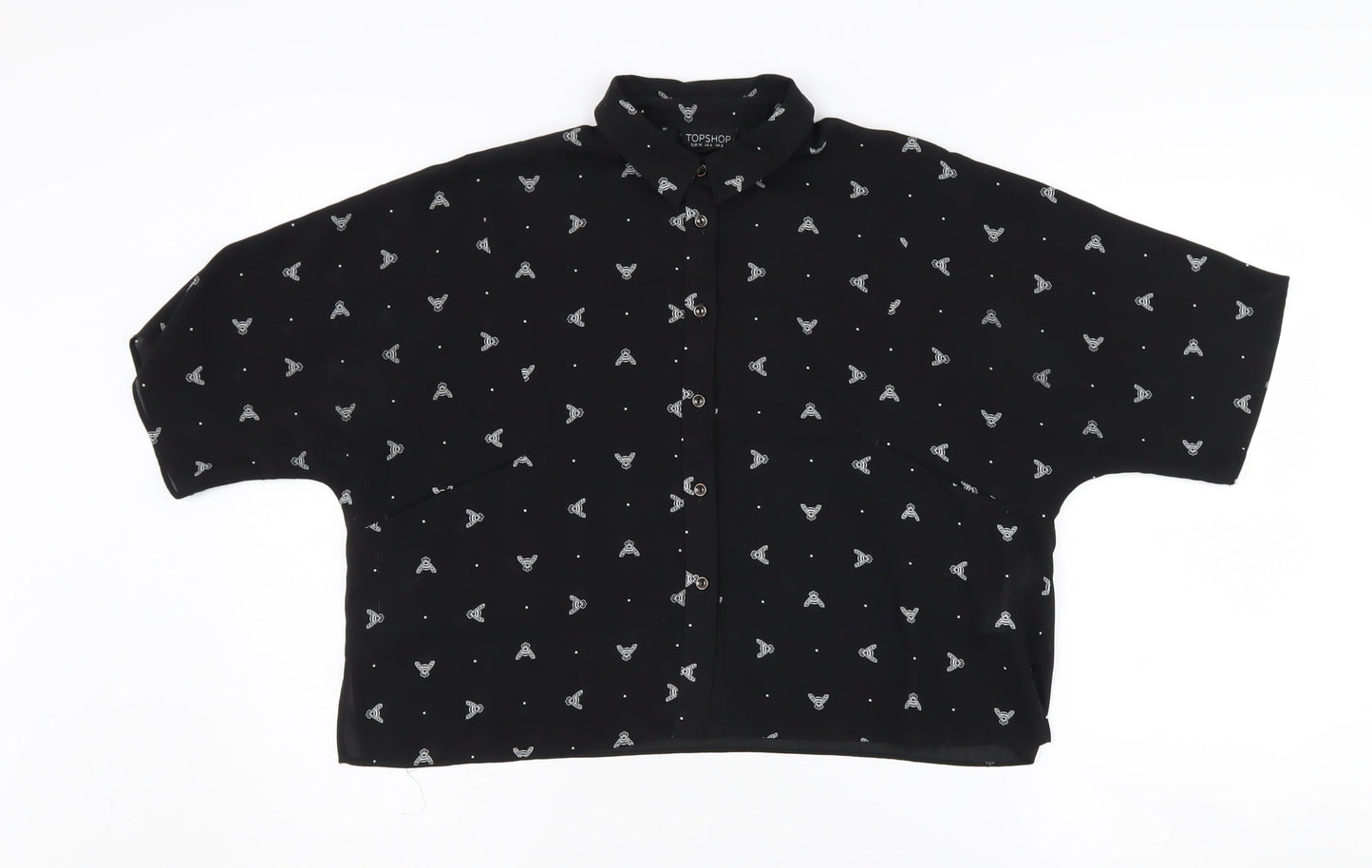 Topshop Women's Black Button-Up Shirt Size 8