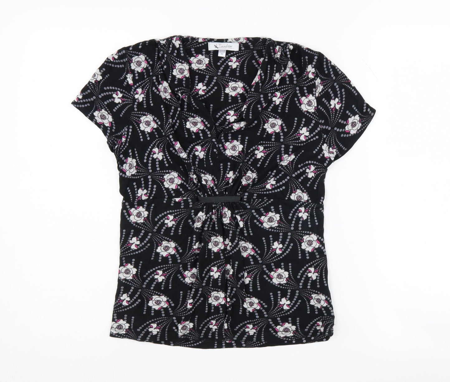 J.Taylor Women's Black Floral Blouse Size 10