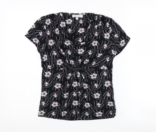 J.Taylor Women's Black Floral Blouse Size 10