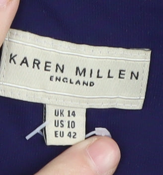 Karen Millen Women's Blue Sequin One Shoulder Dress 14