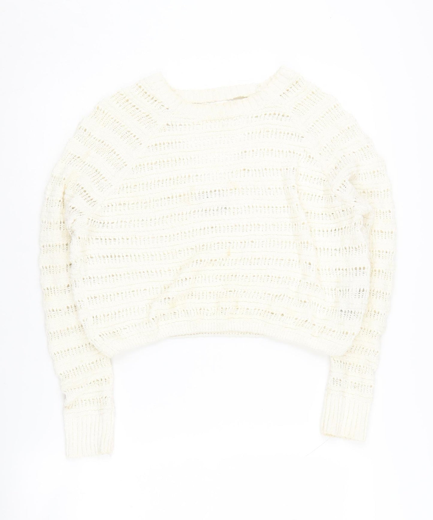 Hollister Women's Ivory Knit V-Neck Pullover Jumper XS