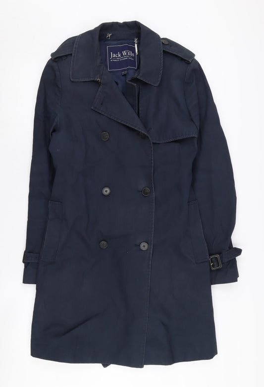 Jack Wills Women's Blue Trench Coat Size 12