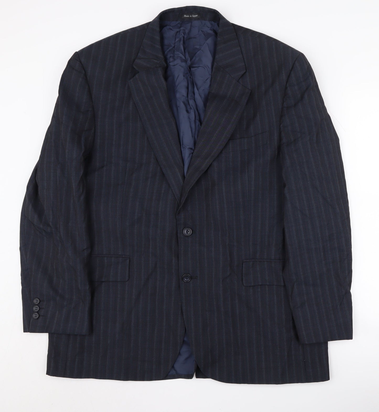 Alexandre Men's Blue Stripe Wool Blazer, Size 44R