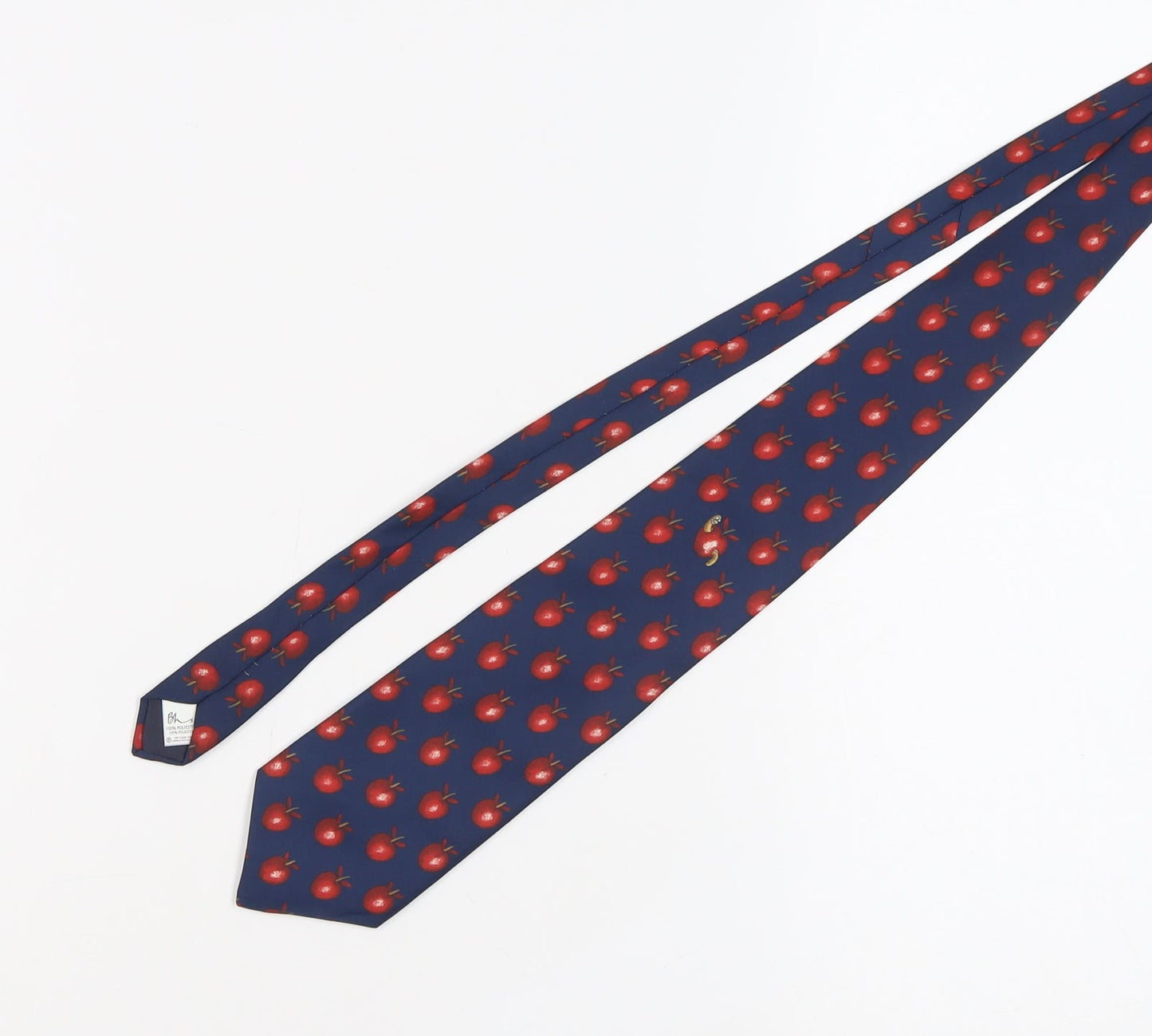 BHS Men's Blue Tie with Fruit Pattern - Polyester