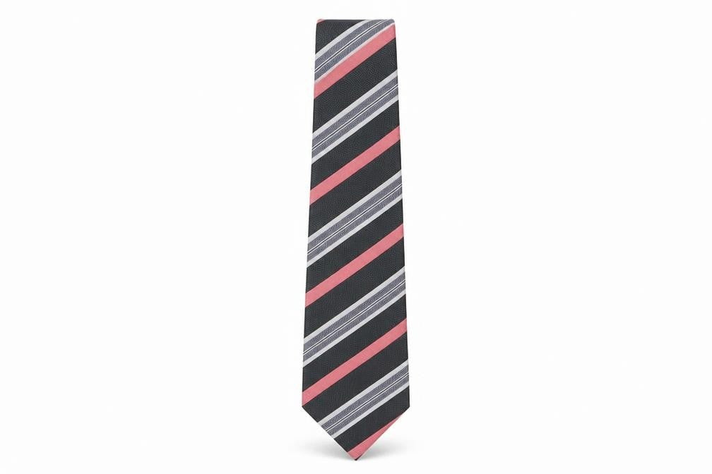 Homme Men's Black Striped Silk Tie Handmade