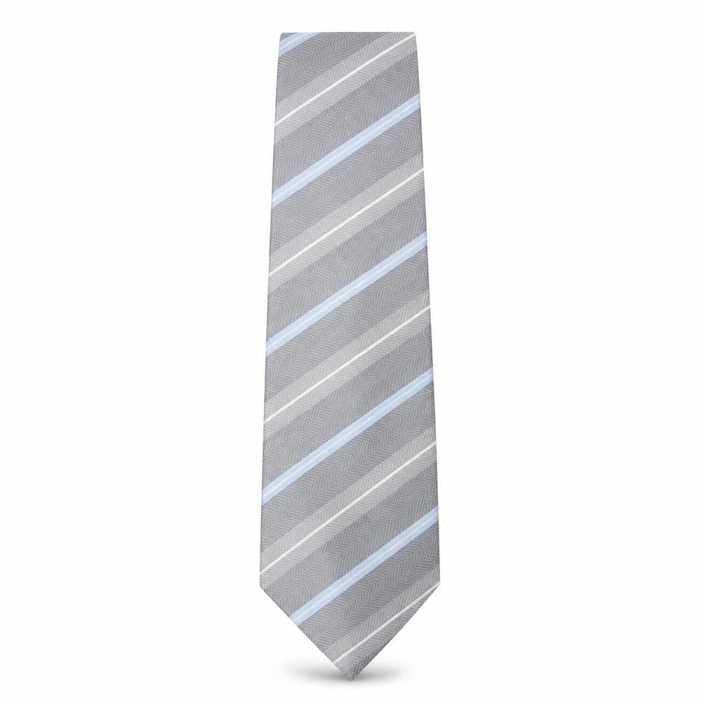 Bäumler Men's Grey Striped Silk Tie, One Size