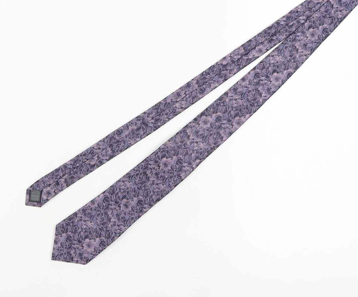 Marks and Spencer Men's Purple Silk Floral Tie