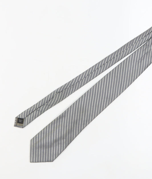Calvin Klein Men's Grey Silk Striped Tie, One Size
