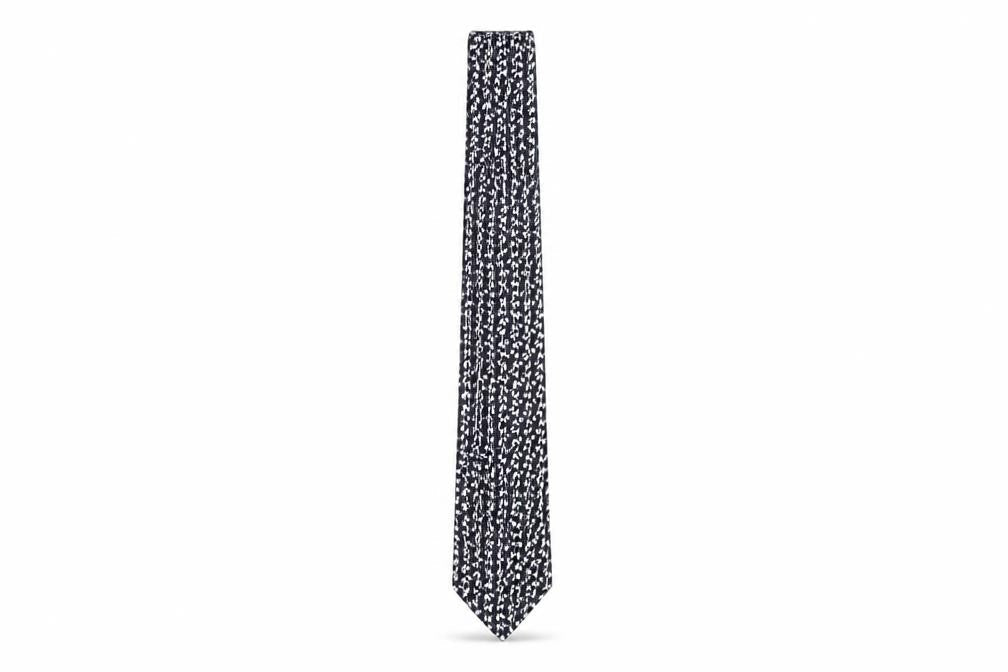 Marks and Spencer Men's Black Slim Houndstooth Silk Tie