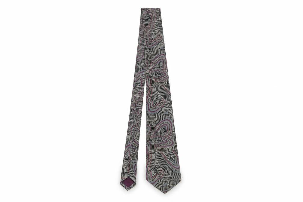 Michelsons Men's Grey Silk Geometric Tie