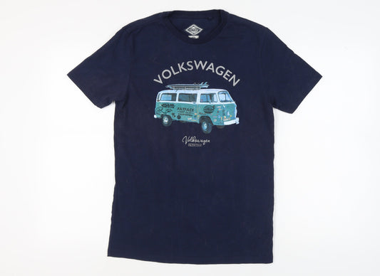 FatFace Men's Blue Graphic Cars T-Shirt, Size S, Crew Neck