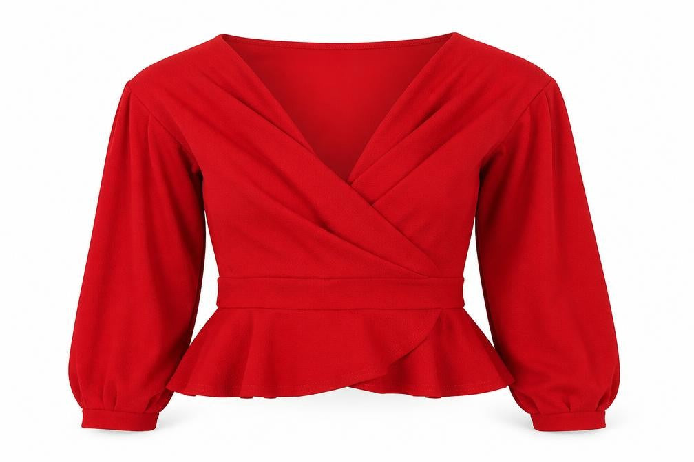 Boohoo Women's Red Wrap Blouse - UK 12