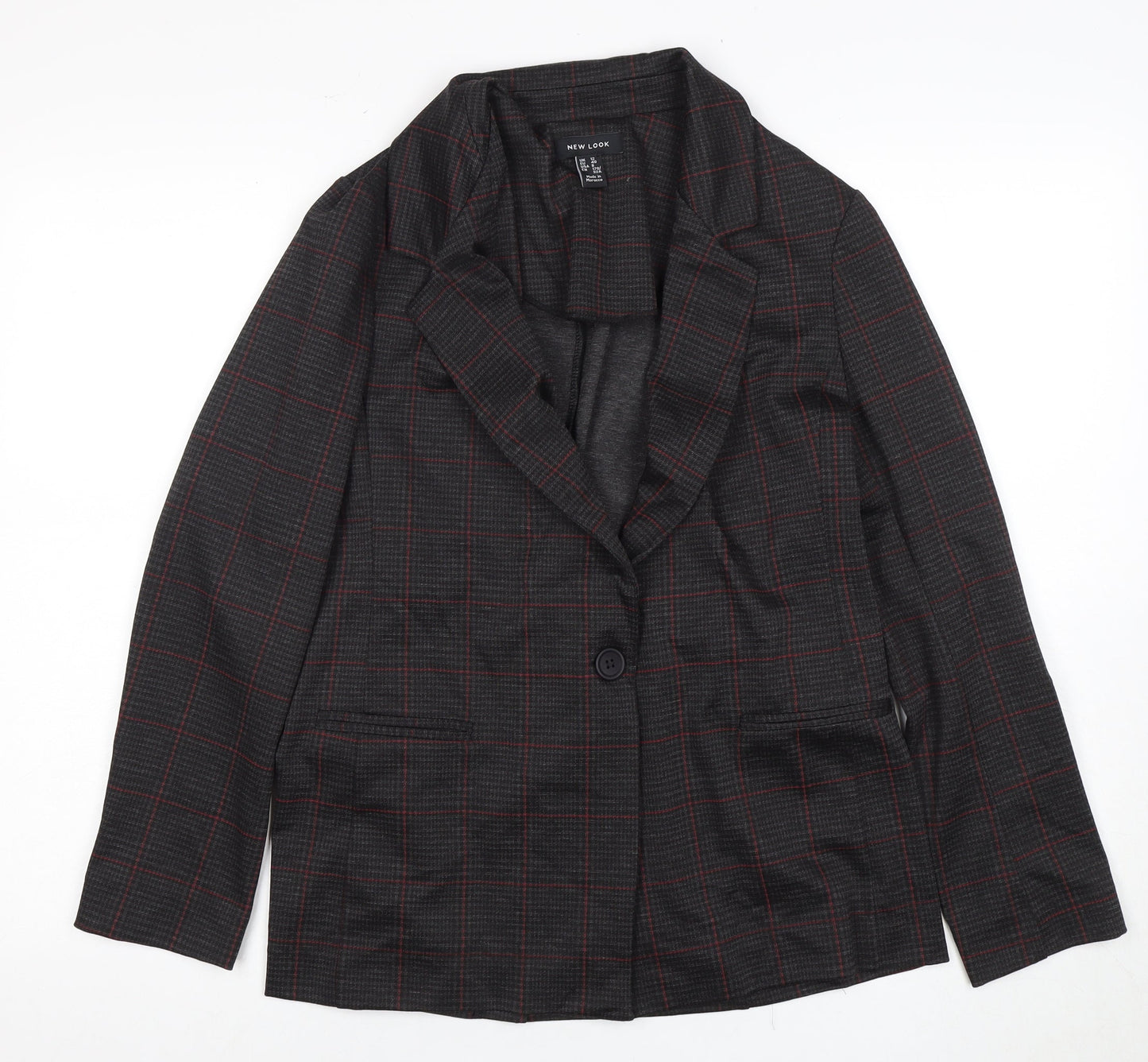 New Look Women's Black Plaid Blazer Size 12