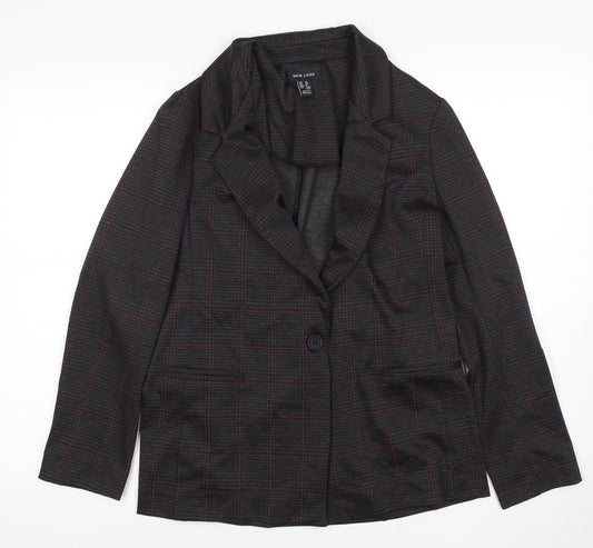 New Look Women's Black Plaid Blazer Size 12