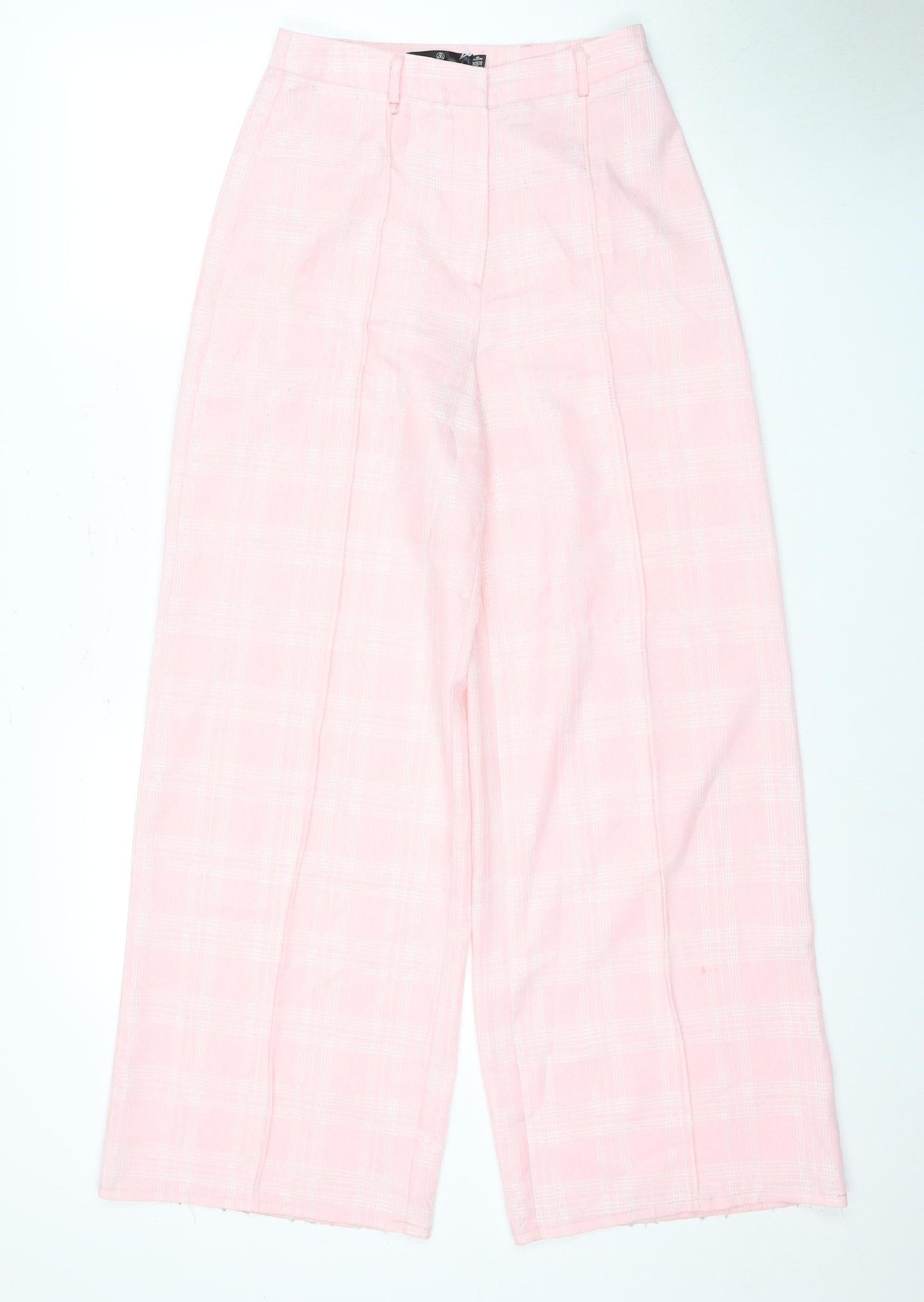 Missguided Women's Petite Pink Checked Trousers