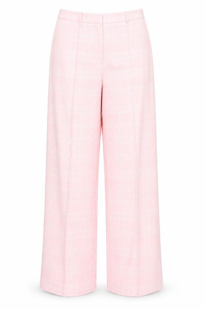 Front view of Missguided Women's Petite Pink Checked Trousers