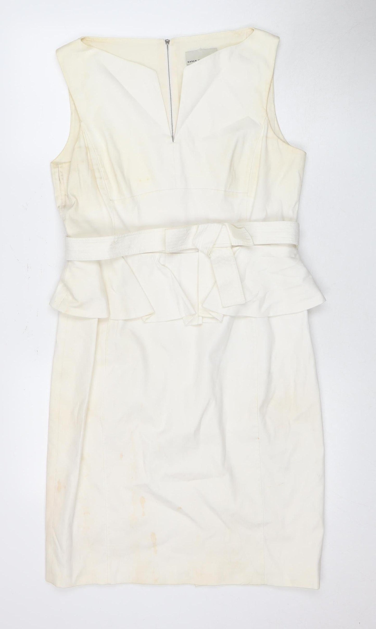 Karen Millen Women's Ivory Belted Sheath Dress